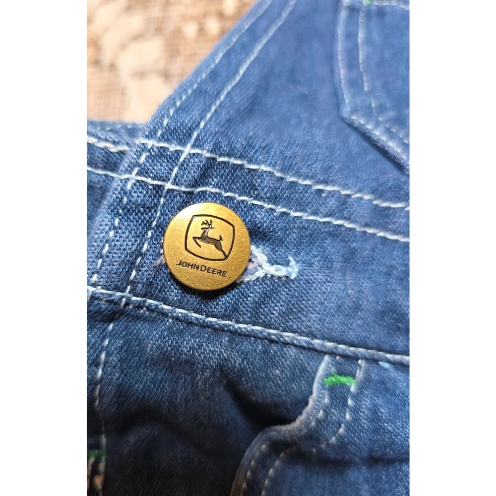 John Deere Kids Denim Bib Overalls 4T Adjustable Straps Unisex Farm Playwear
